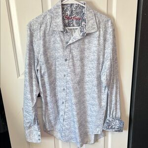 Robert Graham Light Blue & White Micro-Pattern Button-Down Shirt